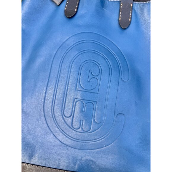 Coach Academy Drawstring Backpack In Blue And Black Leather - Picture 2 of 7